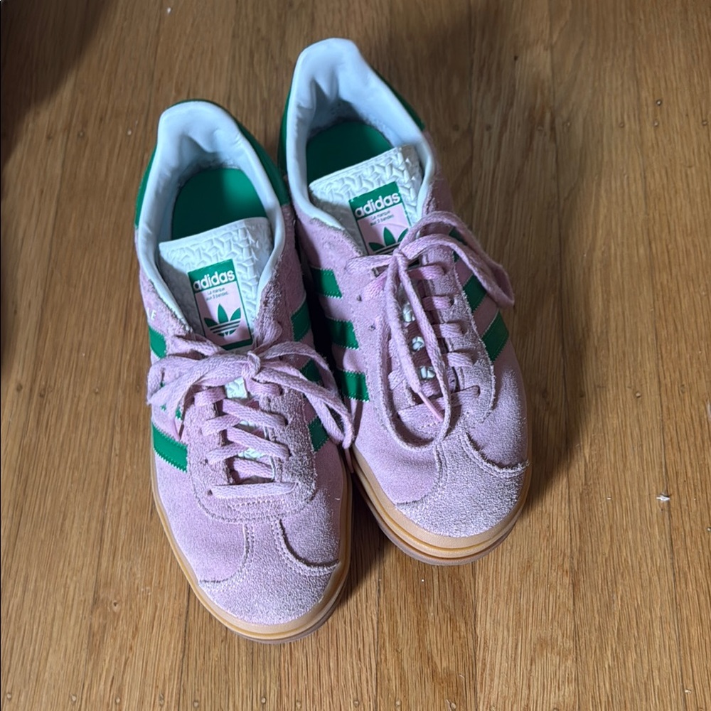 Adidas Gazelle Bold Pink and Green Sneakers